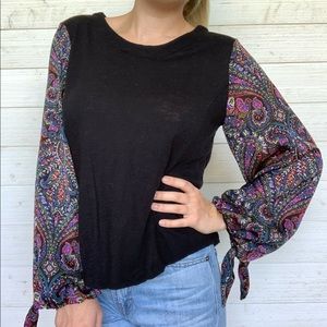 Anthropologie Akemi + Kin Paisley Sleeve Top